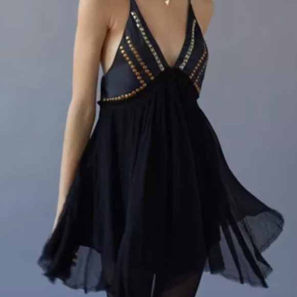 UO Moss Studded Mini Dress - Picture 1 of 4